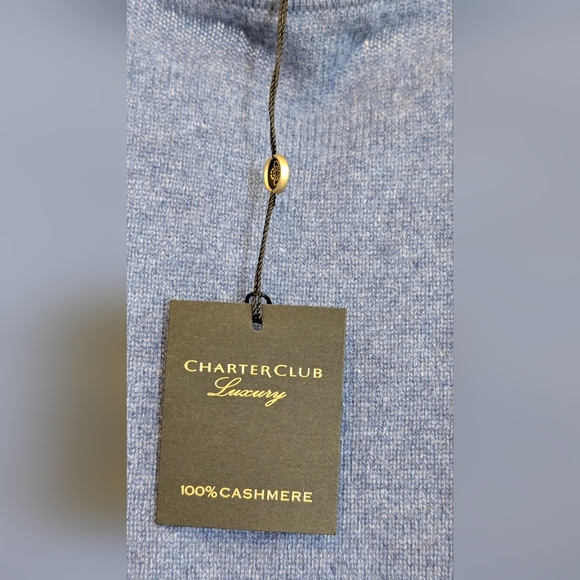 NEW Cashmere Charter Club Luxury Cold Shoulder Sweater Heather Blue. - Picture 11 of 16